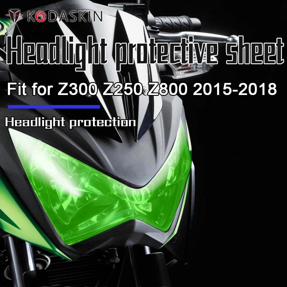 

KODASKIN Motorcycle ABS Headlight Protection Cover Headlight Screen Lens Protective Fit For Kawasaki Z300 Z250 Z800 2015-2018