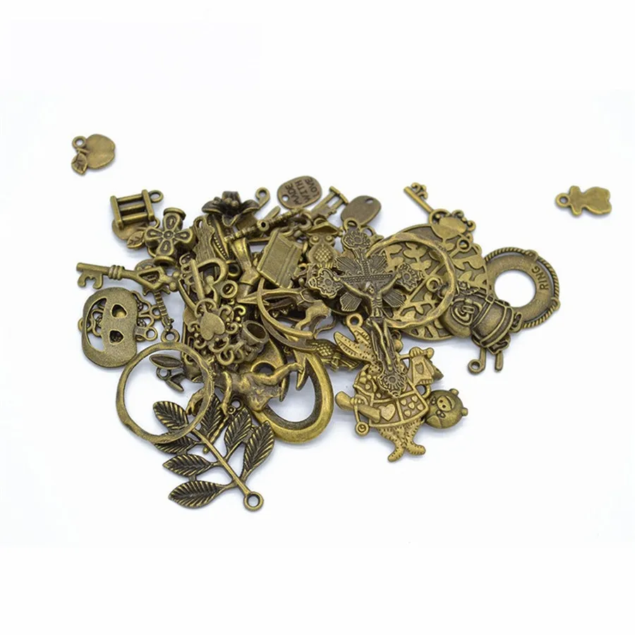 50g/lot Multiple Styles Diy Jewelry Making Silver Alloy Cabochon Gold Fndings Skull Pandant Accessories 30 | Украшения и