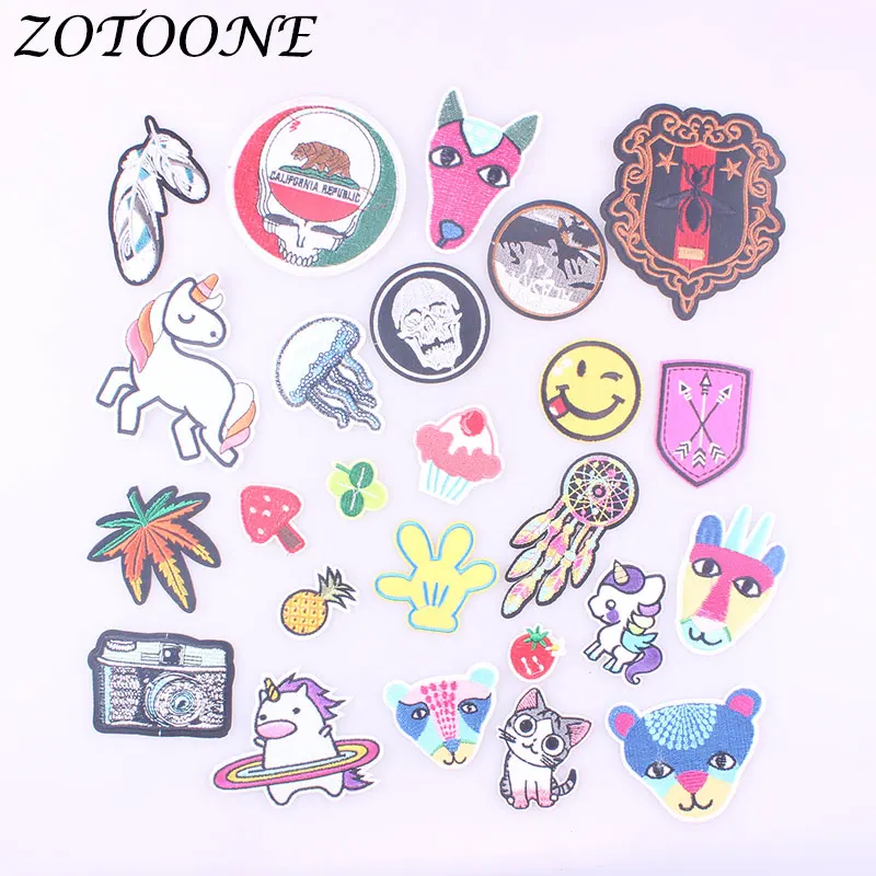 

ZOTOONE Unicorn Camera Pineapple Patches Iron on Patches for Clothing Animal Embroidery Sticker Badge DIY Apparel Accessories C