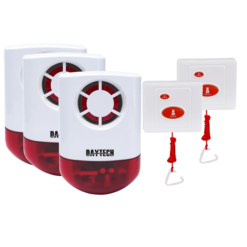 3 Siren 2 Buttons DAYTECH водонепроницаемый Сенсорный дверной звонок беспроводной SOS Аварийная сигнализация для пожилых людей личное внимание 433 МГц стробоскоп сирена кнопка вызова - Цвет: 3 Siren 2 Buttons