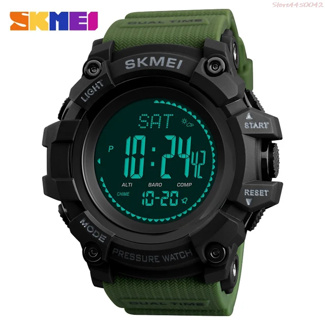 green black SKMEI спортивные мужские часы s часы шагомер калории цифровые часы альтиметр барометр компас термометр погода мужские часы - Цвет: green black
