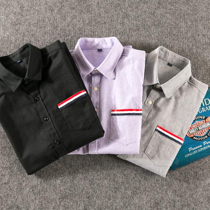 2017 Koran Style New Spring Summer Casul Simple Business Shirts men long sleeve 100% cotton high quality brand clothing slim fit | Мужская