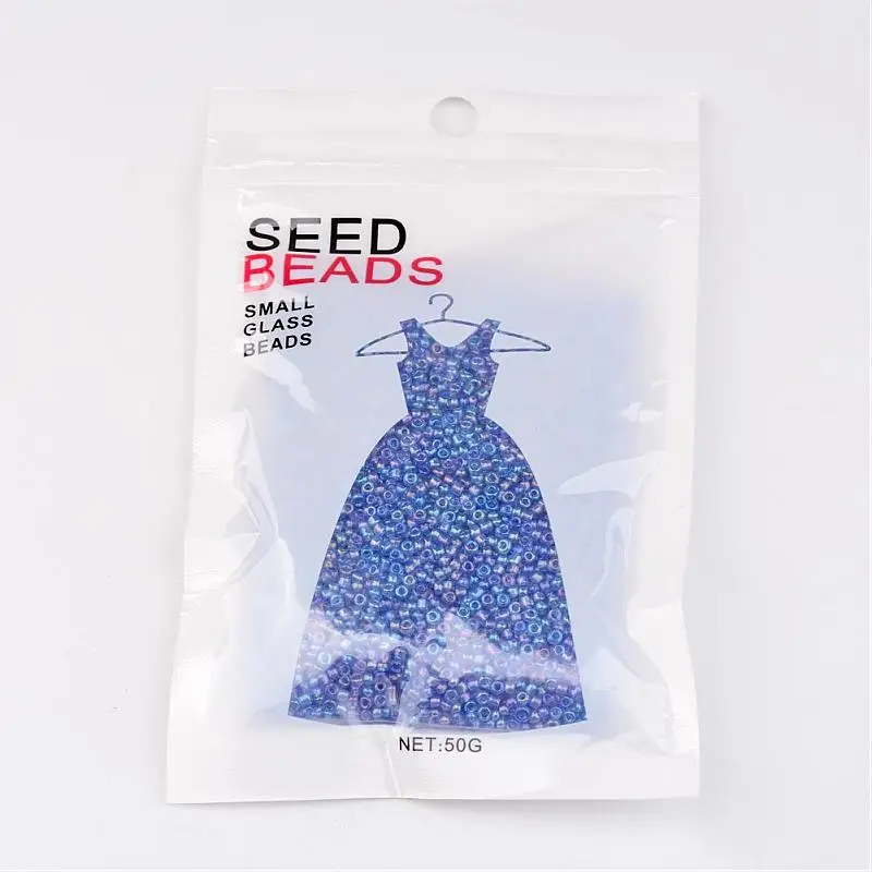 11/0 круглые стеклянные бусины прозрачные цвета радуги васильковый синий 2x1.5мм |