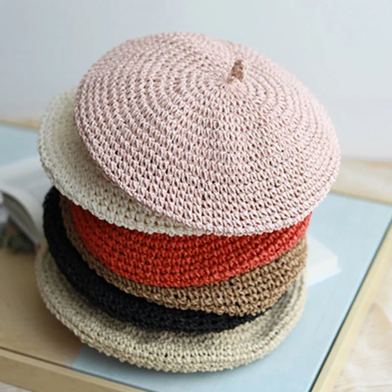 2019 новые модные береты Регулируемый соломенный берет Женская соломенная шляпа