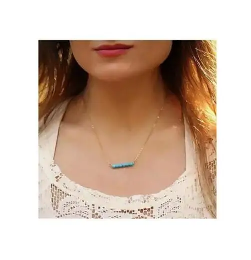 N328 2018 летнее пляжное простое и элегантное натуральное синее ожерелье с бусинами