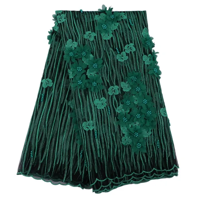 2017 Аппликация в нигерийском стиле французского фатина Кружево Ткань дриблинг