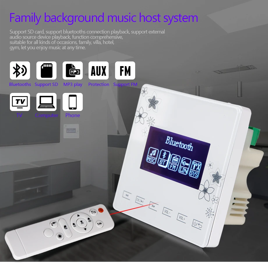 OUPUSHI A0+ CE502 ceilingspeaker и amplifer семейная фоновая музыкальная система с fm/sd/blutooths