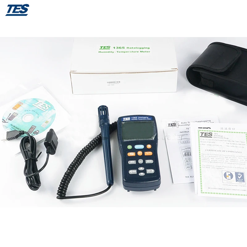 

TES-1365 Digital Datalogging Humidity Temp Temperature Meter Tester w/Software RS-232