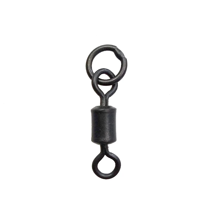 Swivel With Ring 100 шт. матовые черные Вертлюги для ловли карпа, Длинные Вертлюги, Быстросменные Вертлюги с кольцом и разъемом для ловли карпа, аксессуары для ловли карпа - Цвет: Swivel With Ring