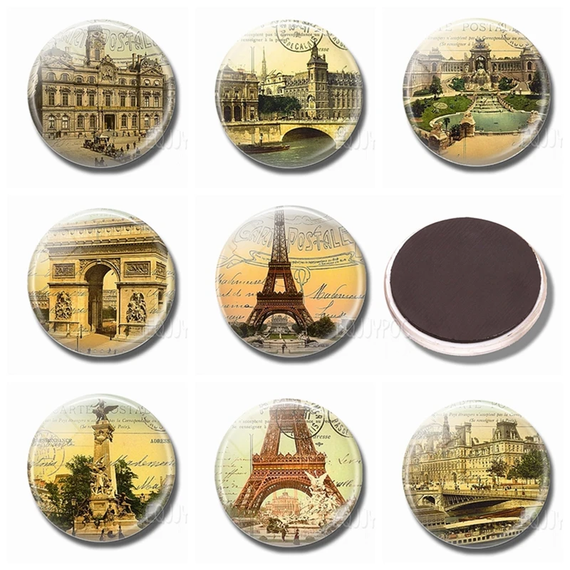 Винтажные марки магниты на холодильник 30 мм стеклянные украшения французские