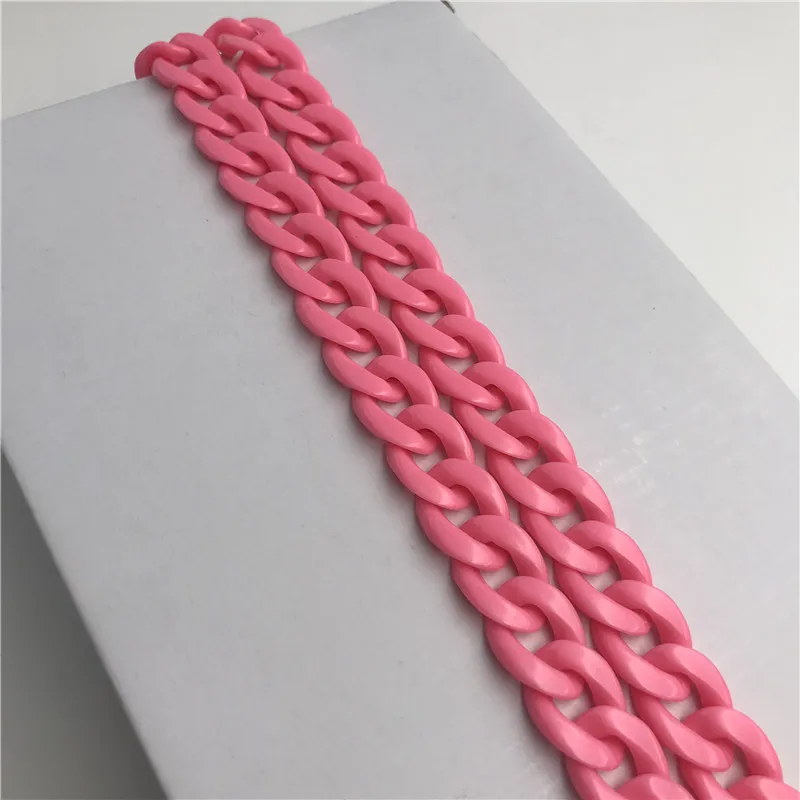 120 см DIY модные красочные съемные Акриловые Ручки цепи рыбья кость пластиковый ремешок сумки через плечо аксессуары для женщин - Цвет: Pink