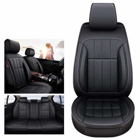 Black Standred Передний+ задний) Универсальный кожаный чехол автокресла для mercedes benz w163 w164 w166 w201 w202 t202 w203 t203 w204 w205 2009 2008 2007 - Название цвета: Black Standred
