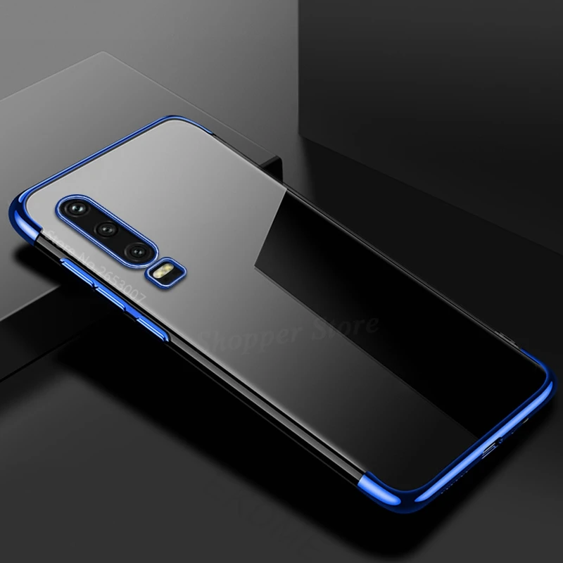 Blue Чехол из ТПУ с гальваническим покрытием для huawei P30 Lite P20 P10 Plus, Модный Блестящий чехол для huawei P Smart Plus P30 Lite Nova 4e 3e 3i - Цвет: Blue