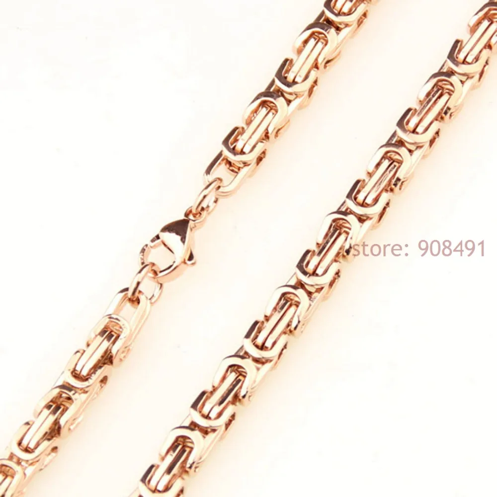 Мужская Византийская Цепочка Из Нержавеющей Стали Под розовое золото 6 мм 7 40