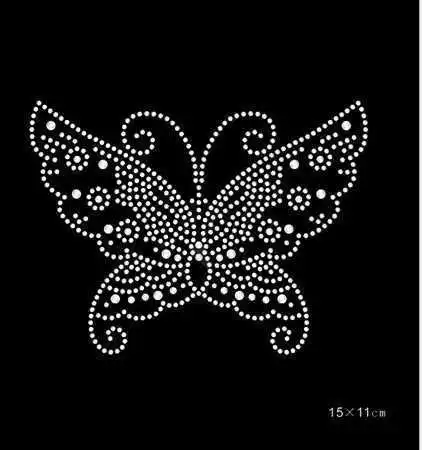 

6pc/lot Butterfly iron rhinestone appliques hot fix rhinestone transfer motifs iron on crystal transfers design sticker
