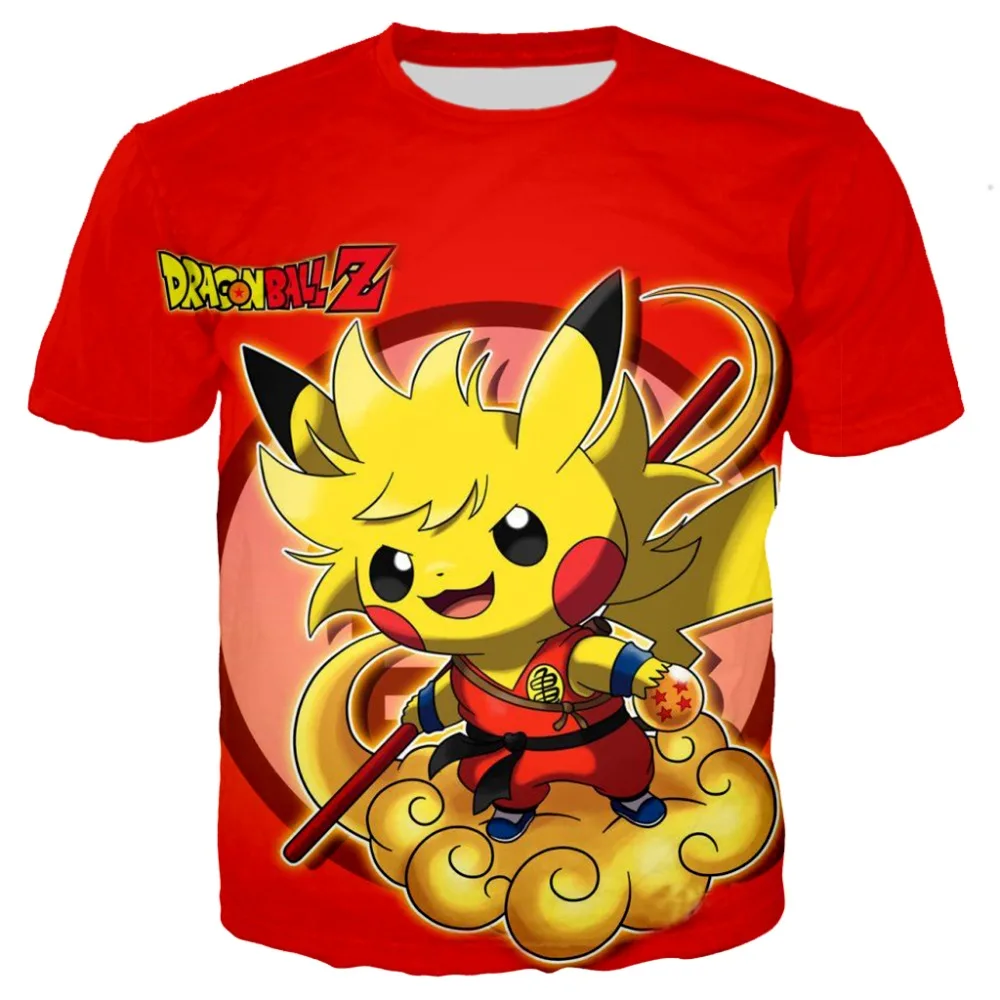 Дети Dragon Ball Pokemon Detective Pikachu 3D принтом Футболки для мальчиков с рисунком из мультфильма Футболка-динозавр Harajuku топы фильм футболки для девочек