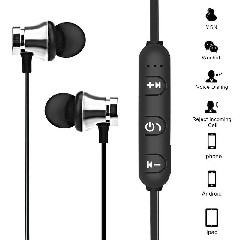 Магнитные беспроводные Bluetooth наушники XT 11 бас стерео гарнитура спортивные