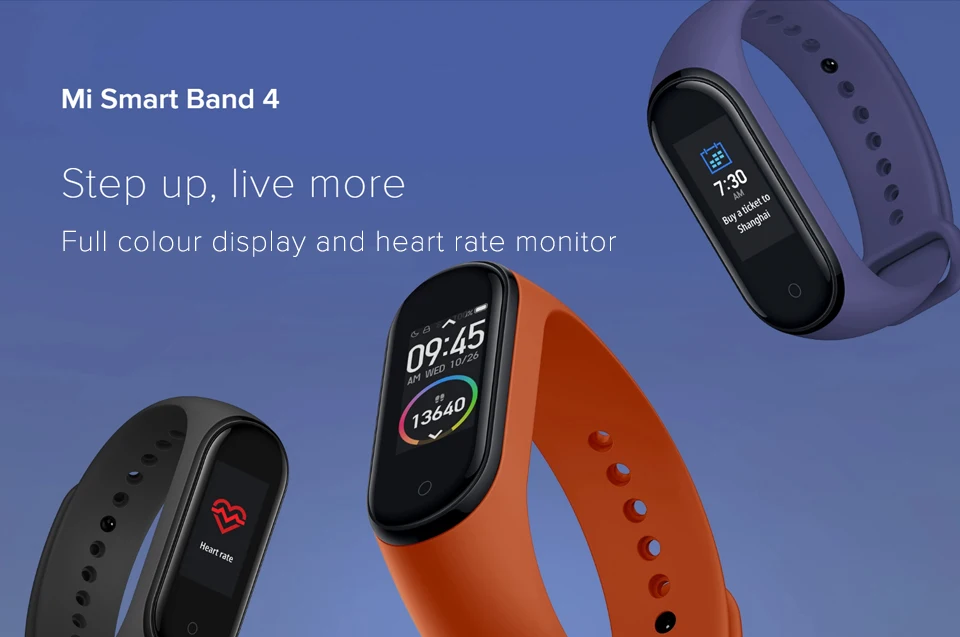 Amazfit Xiaomi Mi Band 4 умный Браслет 50 м Водонепроницаемый Bluetooth 5,0 частота сердечных сокращений фитнес-трекер сообщение звонящий 20 дней в режиме ожидания