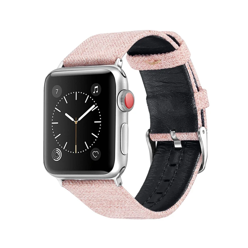 Ремешок из натуральной кожи для apple watch band 44 мм 40 42 38 тканевый браслет iwatch pulseira