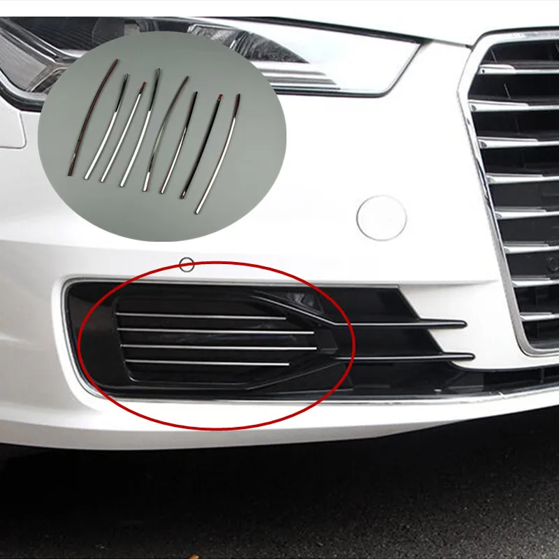 8 pieces Автомобильные передние противотуманные фары наклейки для Audi A6 C7 решетка Планки отделка противотуманных фар декоративные полосы внешние автомобильные аксессуары - Название цвета: 8 pieces