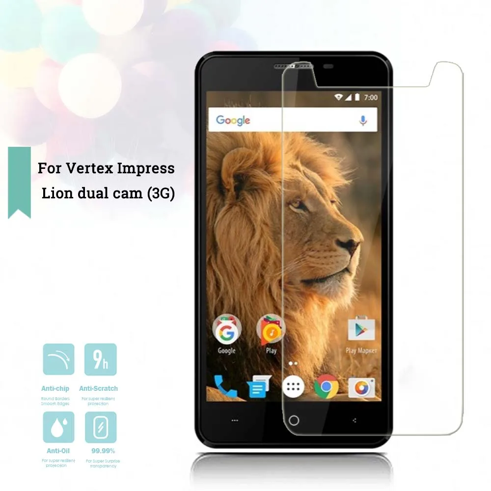 2.5D 0 26 мм ультратонкое закаленное стекло Vertex Impress Lion dual cam 3g усиленная защитная