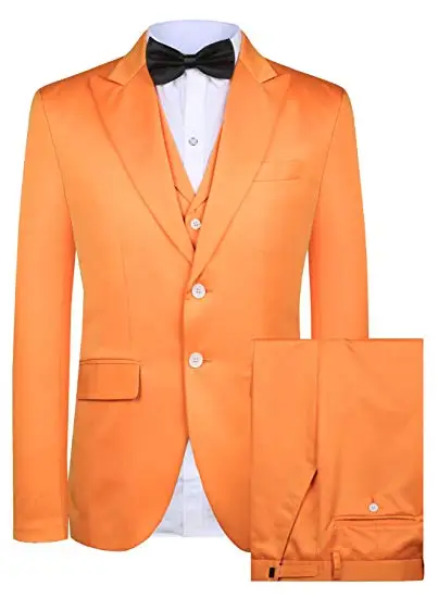 Фото Оранжевый Мужской последний тонкий брендовый костюм на заказ комплект из 3
