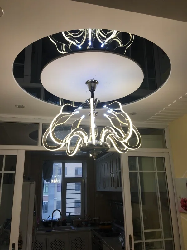 Современная светодиодная люстра хромированная художественная лебедь