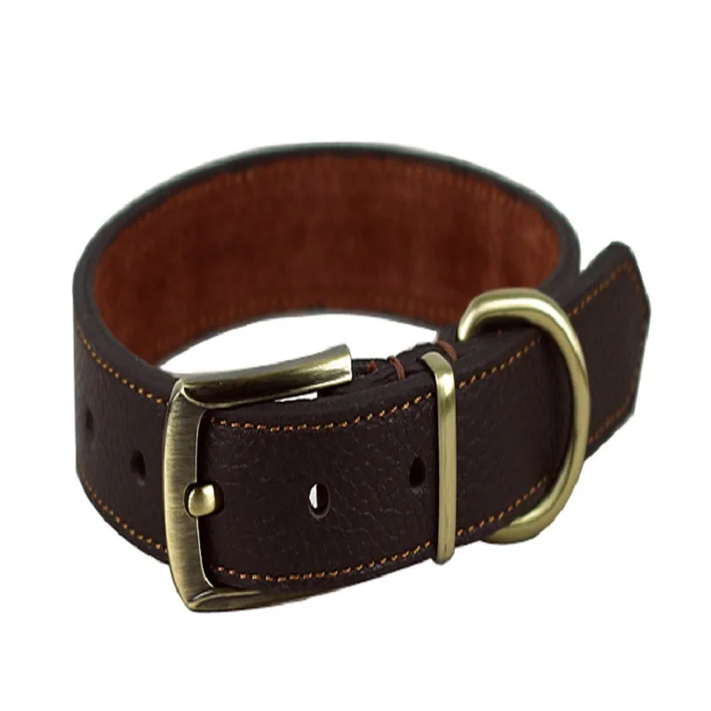 2017 Регулируемый ошейник из натуральной кожи для домашних животных с пряжкой