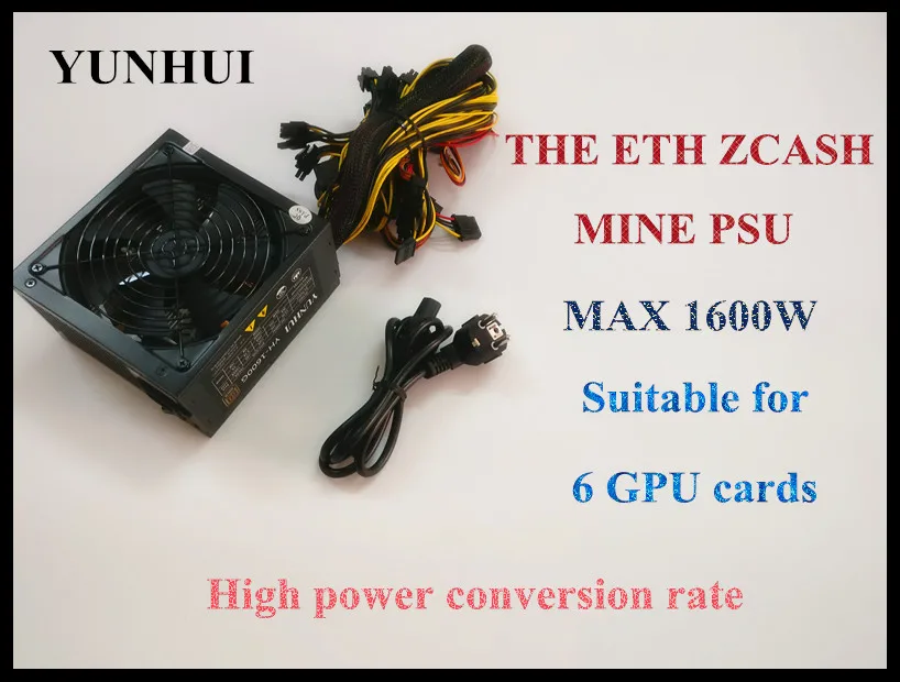 

YUNHUI ETH miners power supply (with cable ), 1600W 12V 128A output. Including 23PCS 2P 4P 6P 8P 24P connectors from YUNHUI