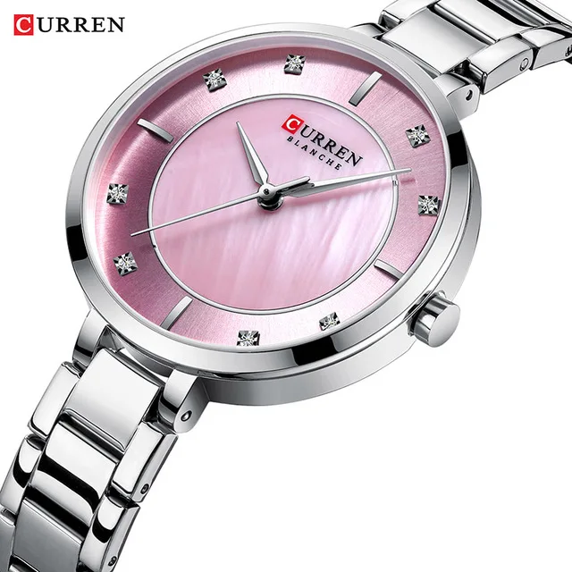 silver Curren, женские часы, розовое золото, Топ бренд, роскошные часы для женщин, кварцевые, водонепроницаемые, женские наручные часы, для девушек, часы - Цвет: silver