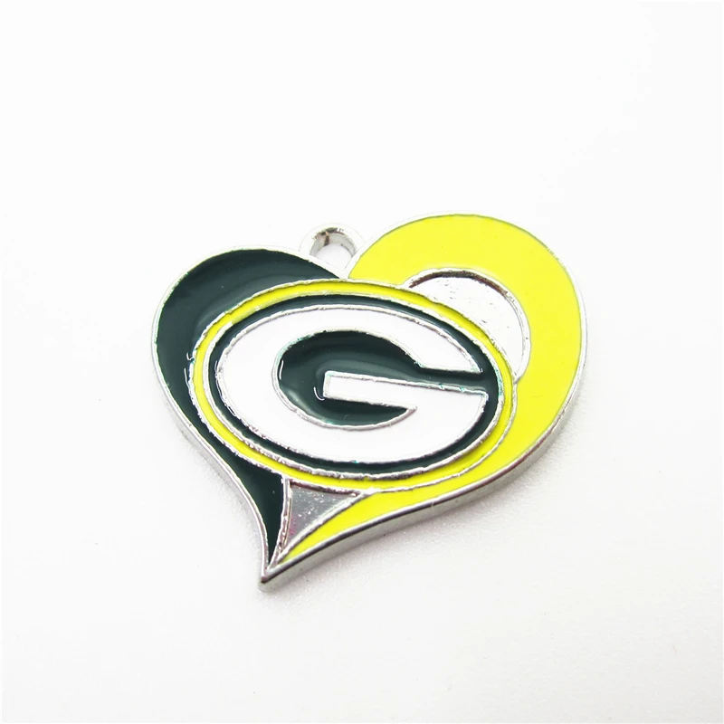 Американский Спорт 12 шт./лот Сердце Packers Шарм мотаться Подвески ручная работа