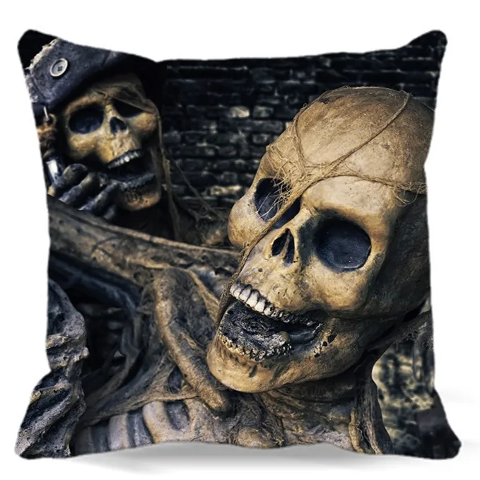 Череп обернутый вокруг паутины квадратной мягкой Наволочки хлопок полиэстер для