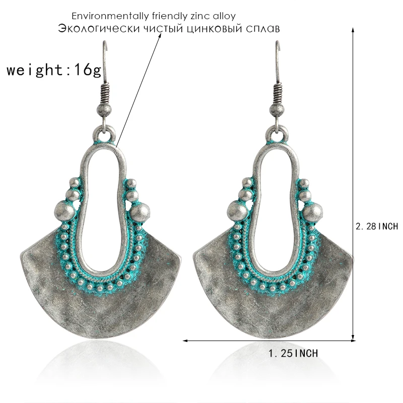 Винтажные нерегулярные в форме топора серьги виде капель с античная бронза