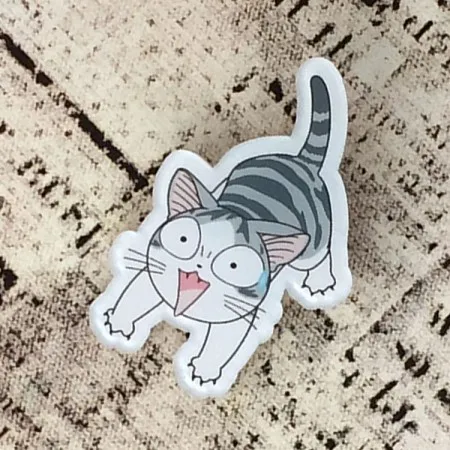 Латунь Милый мультяшный милый кот Чи, одежда в стиле аниме kawaii, акриловые заколки, значок, украшение, рюкзак с нашивками, значки на кнопках, броши,, Harajuku - Цвет: Латунь