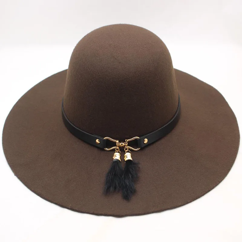 BINGYUANHAOXUAN Chapeau,, повседневная фетровая Кепка с широкими полями, шляпы с куполом, высокое качество, шерстяная широкополая шляпа, женская черная шляпа