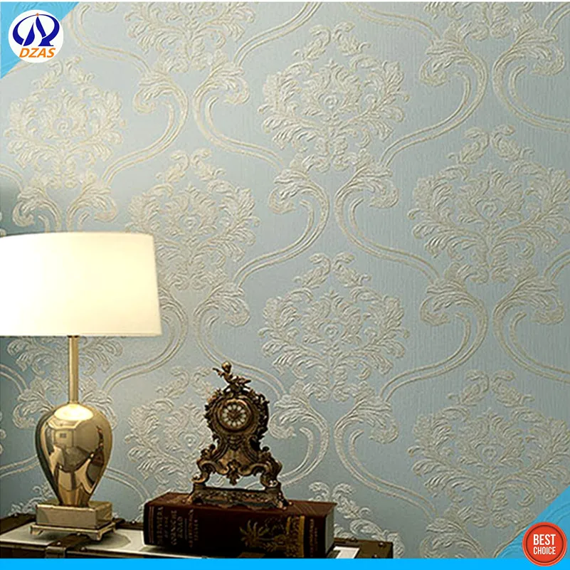 Фон для гостиной дивана ТВ светло розовый Европейский дамасский желтый