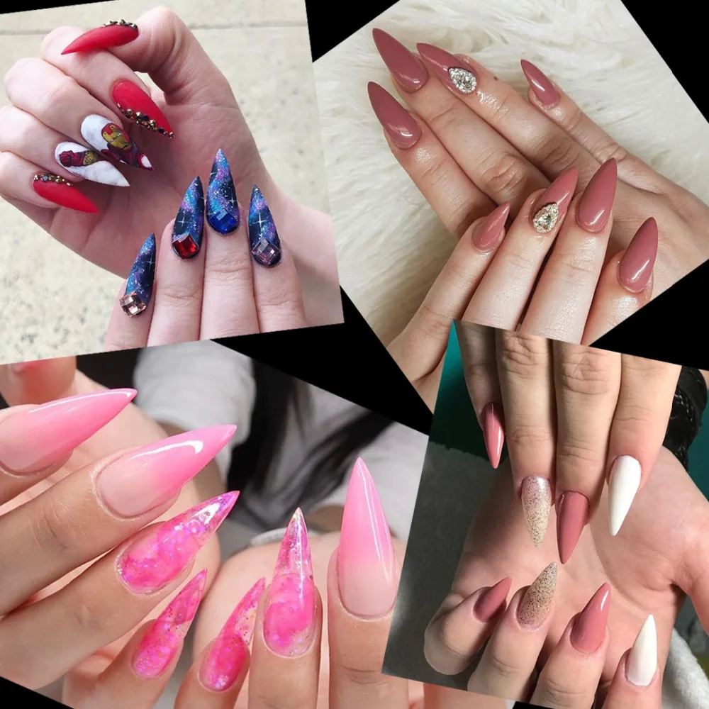 Makartt Stiletto Nails 500 шт острые накладные ногти для маникюра, акриловые салонные натуральные прозрачные ногти A0535