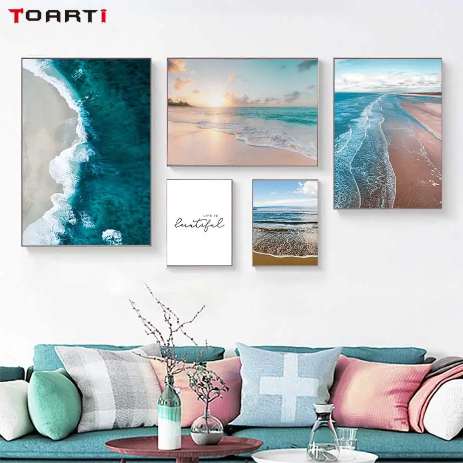 Красивый морской принт постеры современный натуральный холст картина на стене