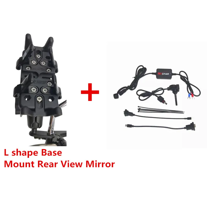 Rearview mirror inst Мотоциклетный держатель для телефона или радио+ двойная розетка+ водонепроницаемое USB зарядное устройство для смартфона - Цвет: Rearview mirror inst