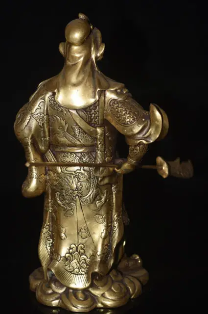 Редкая медь знаменитый воин Бог дракон меч Гуань Гонг Будда скульптура статуя