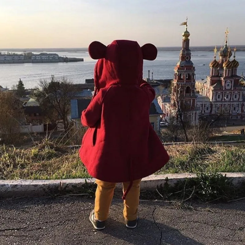 INS/Лидер продаж, новая детская куртка с большими ушами хлопковый свитер Красивая осенне-зимняя теплая детская одежда топы для малышей, пальто для девочек