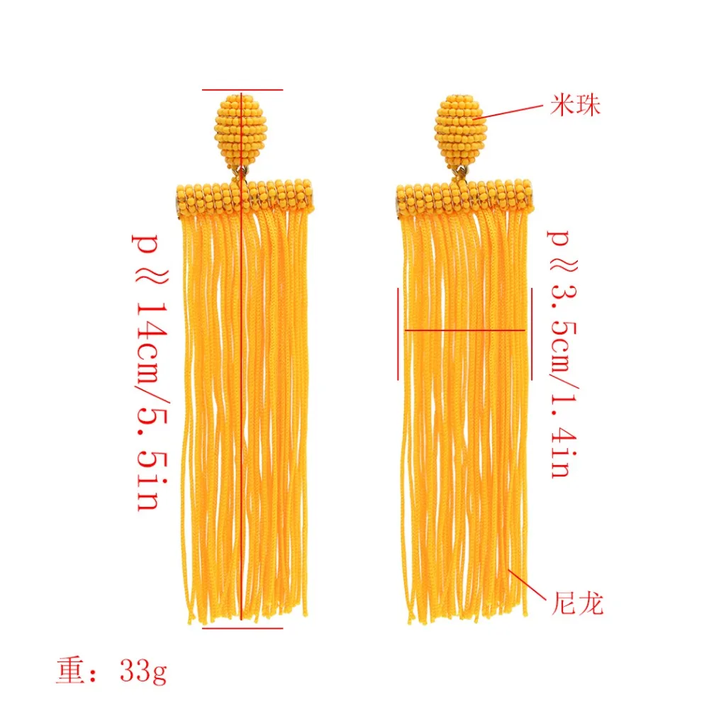 

Long CottonTassel drop Earrings Fashion Seed Beads Alloy Pandent Earring Popular Bohemain Big Earrings Jewelry for Women Bijoux