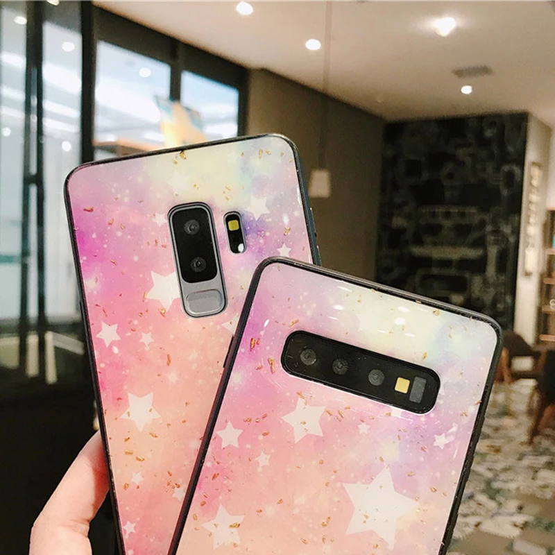 YHBBCASES чехол из золотой фольги для samsung Galaxy S10 Plus Модный со звездами S8 S9 N8 с