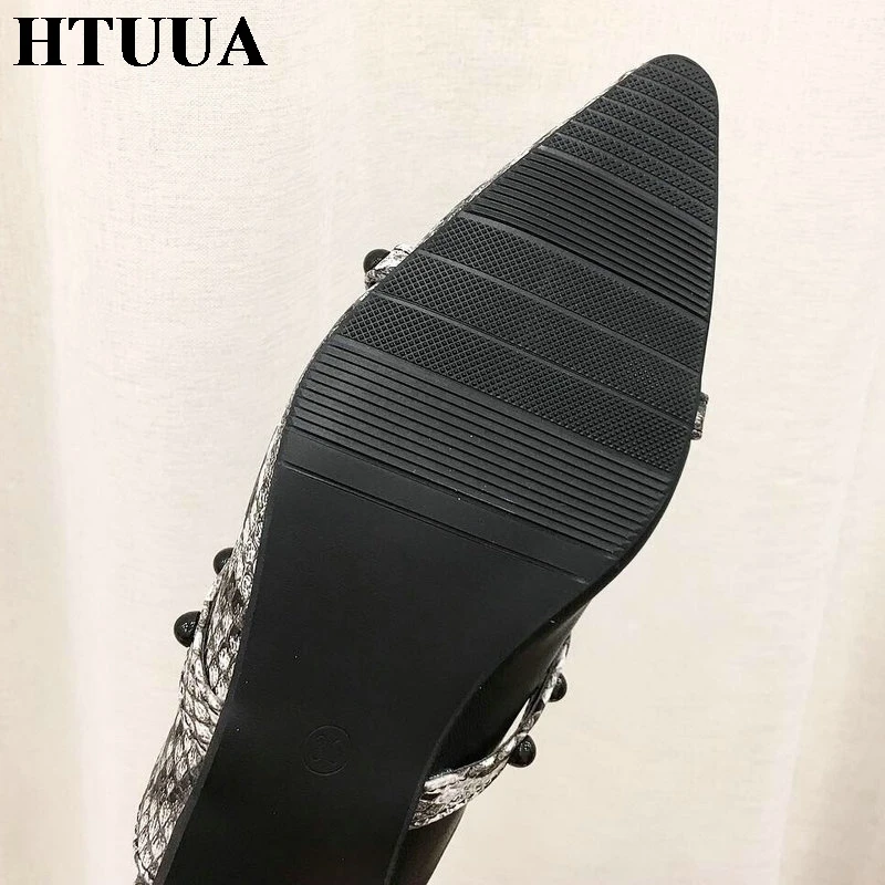 HTUUA/Коллекция 2019 года туфли без задника с заклепками и перекрестными ремешками