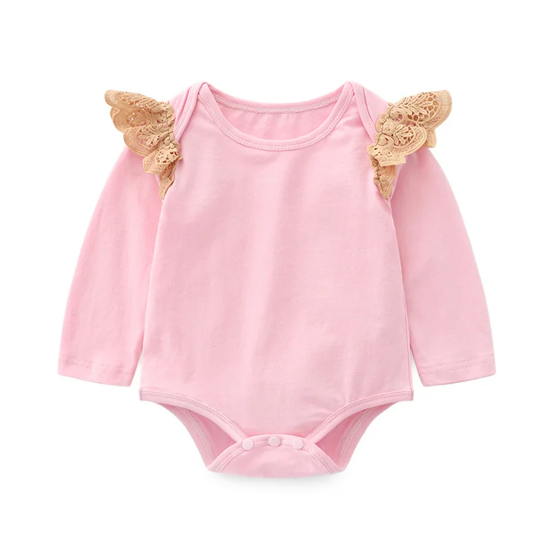 Tem Doger Spring Baby Fashion Girls Clothing Sets Shoulder Lace Patchwork Triangle Romper+Pants 2pcs Newborn Lovely |