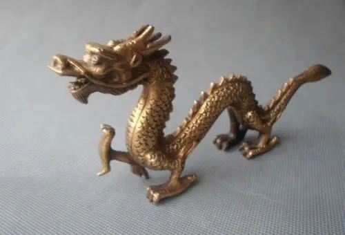 Бронзовый резной ценный китайский счастливый Дракон Статуя домашний Декор