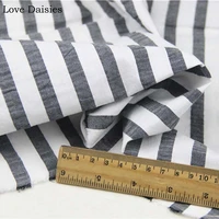 100% Cotton Yarn Dyed Seersucker BLACK WHITE Stripe Fabric for Summer Handwork Apparel Shirt Blouse Dress Cushion Tissue