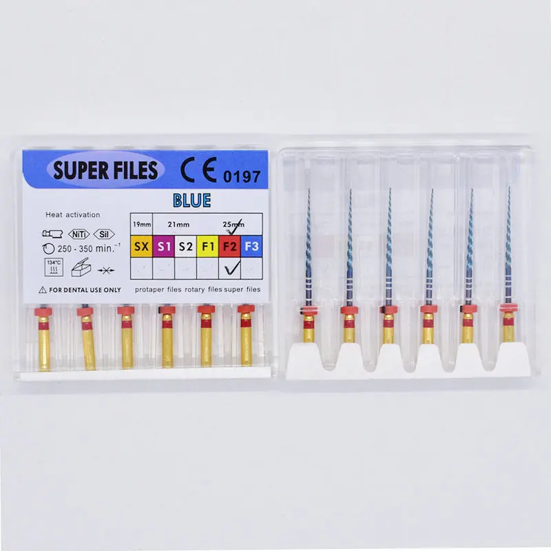 1 Набор (6 шт.) стоматологические эндороторные роторные напильники Superfile blue для