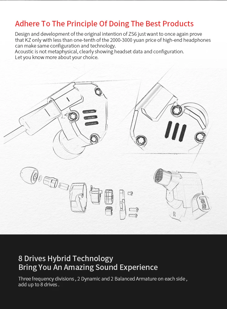 KZ ZS6 2DD+ 2BA наушники-вкладыши гибридные Hi-Fi Monito наушники для бега спортивные DJ наушники-вкладыши Наушники-вкладыши ZS5 ZS10 ES3 ED12 ED4 AS10