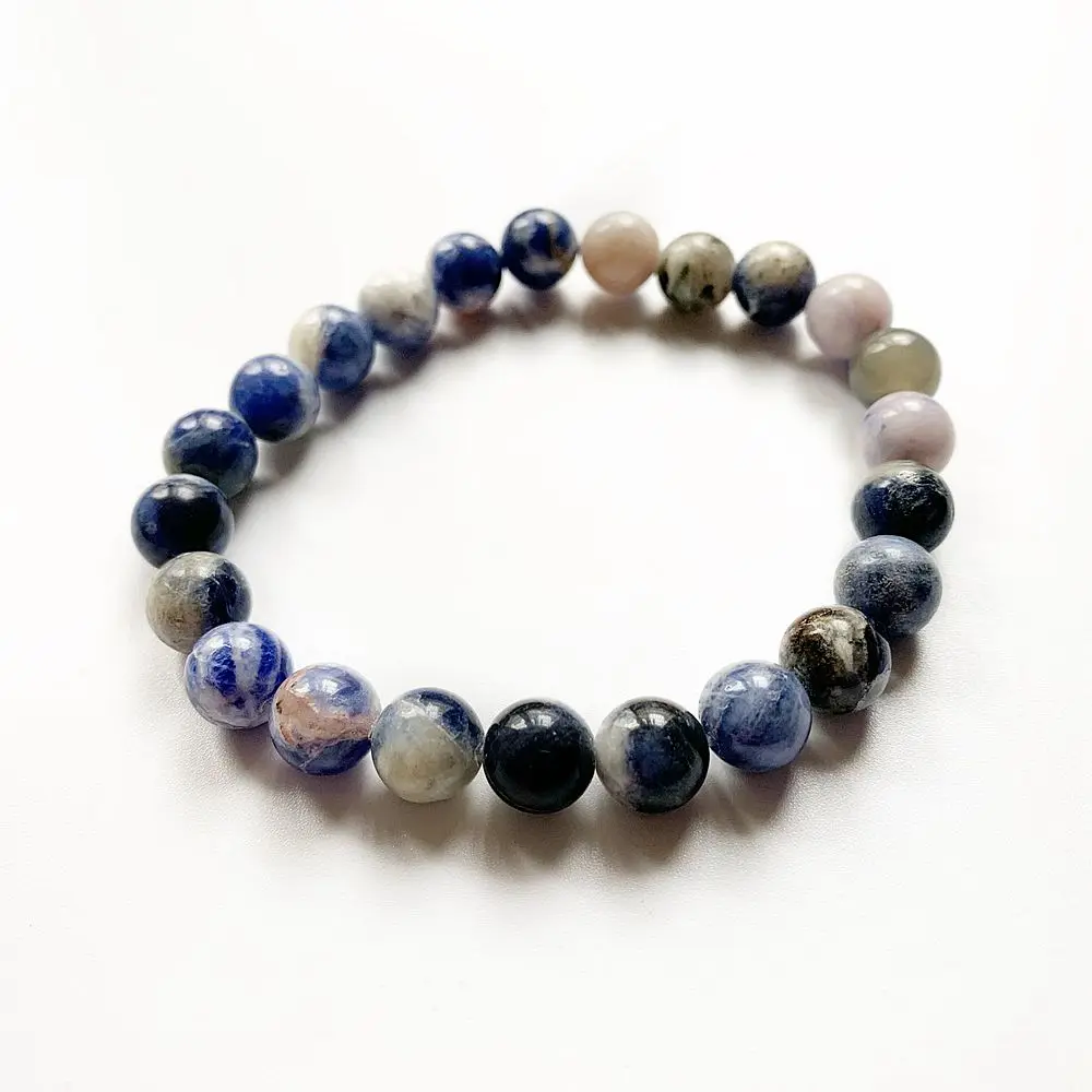 Bhuann 8mm Natural Sodalite Stone Blue Vein Beads Bracelet Handmade Stretch Elastic Cord Strand Dropship 1pc | Украшения и